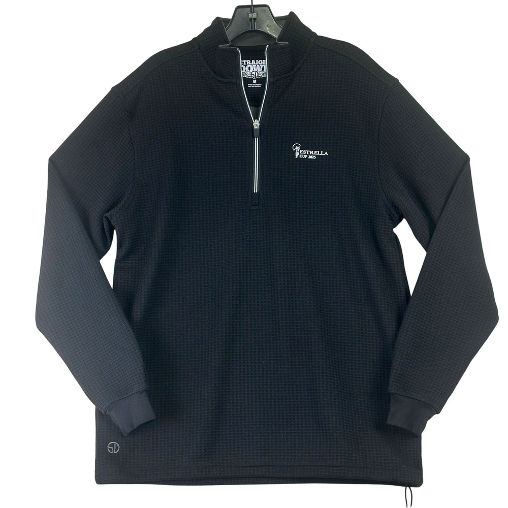 Straight Down Estrella Cup 2025 Pullover Mens Medium Black Golf Waffle 1/4 Zip